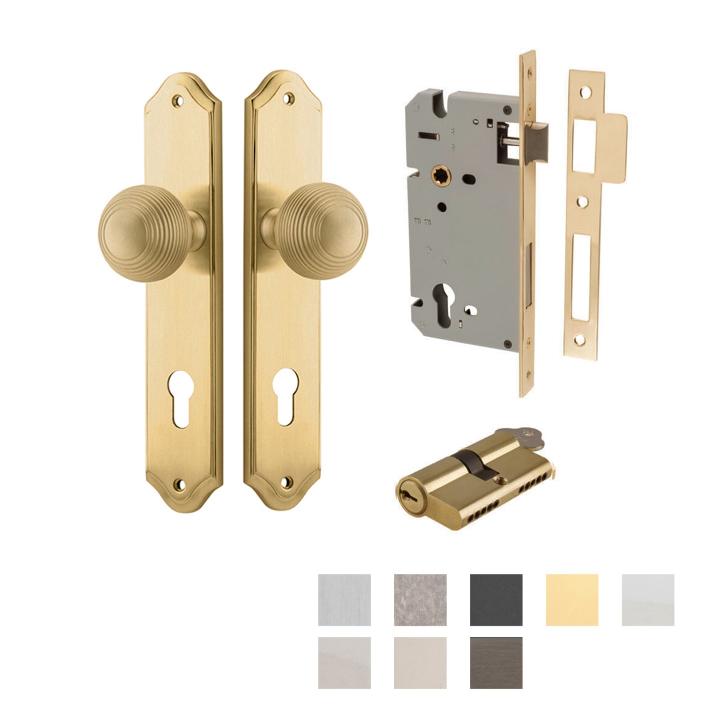 Iver Guildford Door Knob on Shouldered Backplate Entrance Kit Key/Key