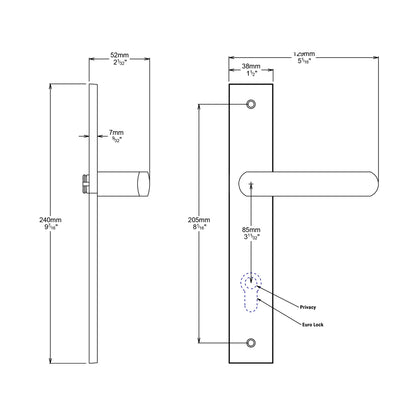 Iver Osaka Door Lever Handle on Rectangular Backplate Entrance Key/Key