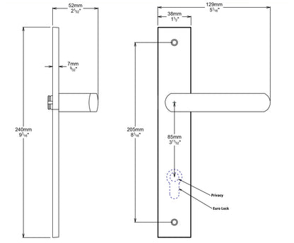 Iver Osaka Door Lever Handle on Rectangular Backplate Passage Kit - Available in Various Finishes