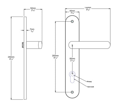 Iver Osaka Door Lever Handle on Oval Backplate Entrance Kit Key/Thumb