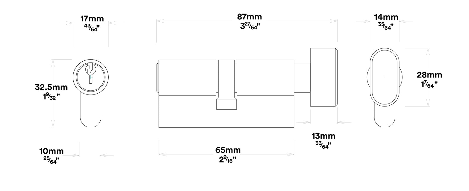 Iver Osaka Door Lever Handle on Oval Backplate Entrance Kit Key/Thumb