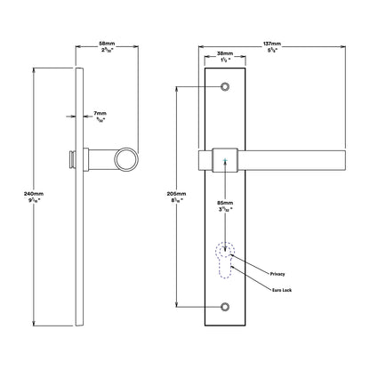 Iver Helsinki Door Lever Handle on Rectangular Backplate Passage Kit - Available in Various Finishes