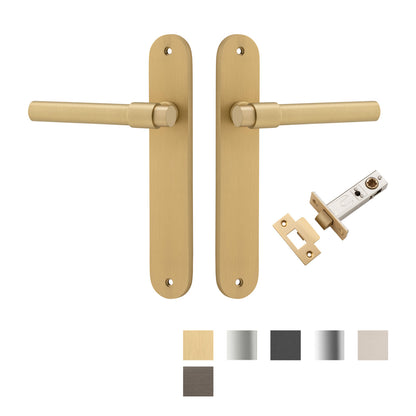 Iver Helsinki Door Lever Handle on Oval Backplate Passage Kit - Available in Various Finishes
