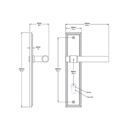 Iver Helsinki Door Lever on Stepped Backplate Privacy Kit with Turn - Available in Various Finishes