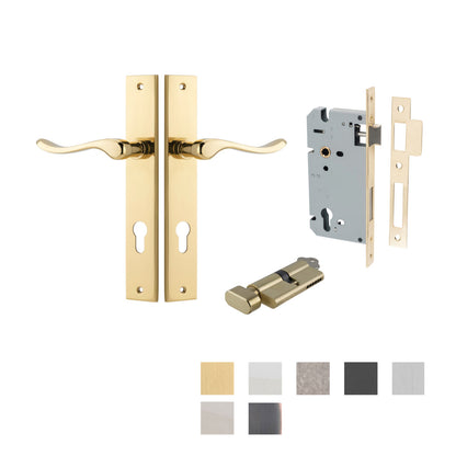 Iver Stirling Door Lever Handle on Rectangular Backplate Entrance Kit Key/Thumb