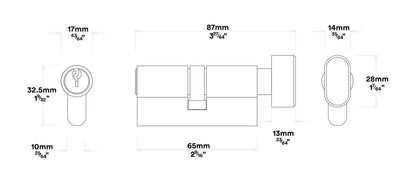 Iver Stirling Door Lever Handle on Rectangular Backplate Entrance Kit Key/Thumb