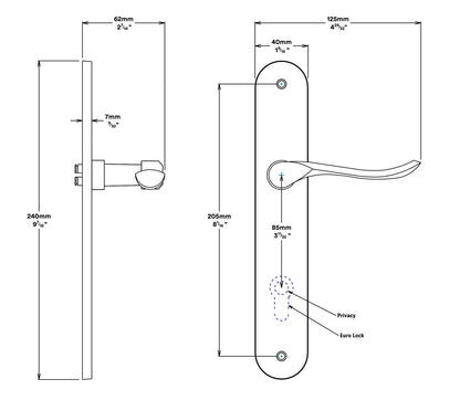Iver Stirling Door Lever Handle on Oval Backplate Entrance Kit Key/Key