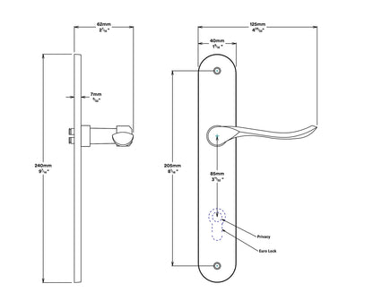 Iver Stirling Door Lever Handle on Oval Backplate Entrance Kit Key/Thumb
