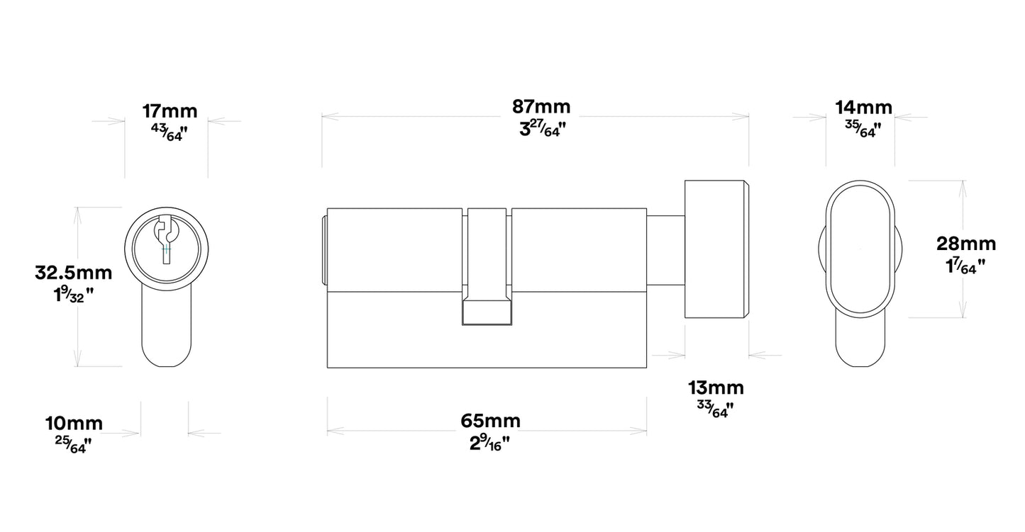 Iver Stirling Door Lever Handle on Oval Backplate Entrance Kit Key/Thumb
