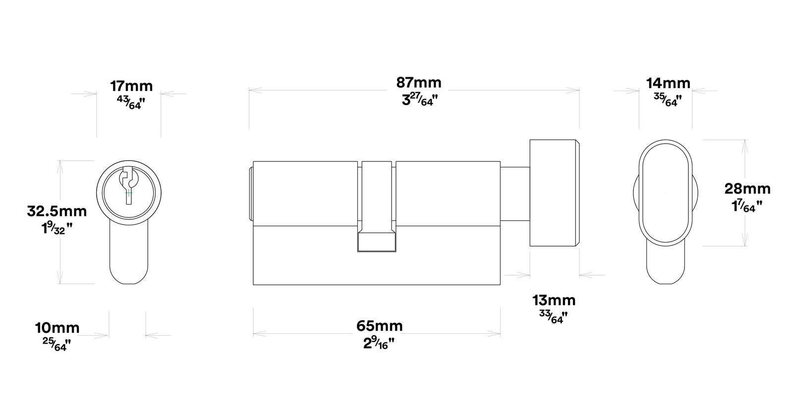 Iver Stirling Door Lever Handle on Oval Backplate Entrance Kit Key/Thumb