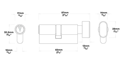 Iver Stirling Door Lever Handle on Oval Backplate Entrance Kit Key/Thumb