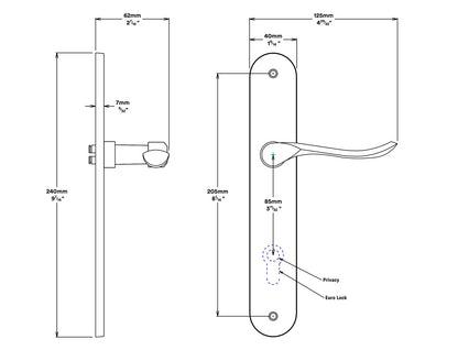 Iver Stirling Door Lever Handle on Oval Backplate Passage Kit - Available in Various Finishes