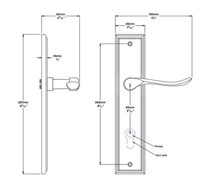 Iver Stirling Door Lever Handle on Stepped Backplate Entrance Kit Key/Key