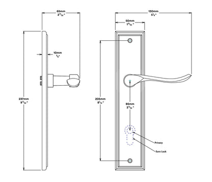 Iver Stirling Door Lever Handle on Stepped Backplate Passage Kit - Available in Various Finishes