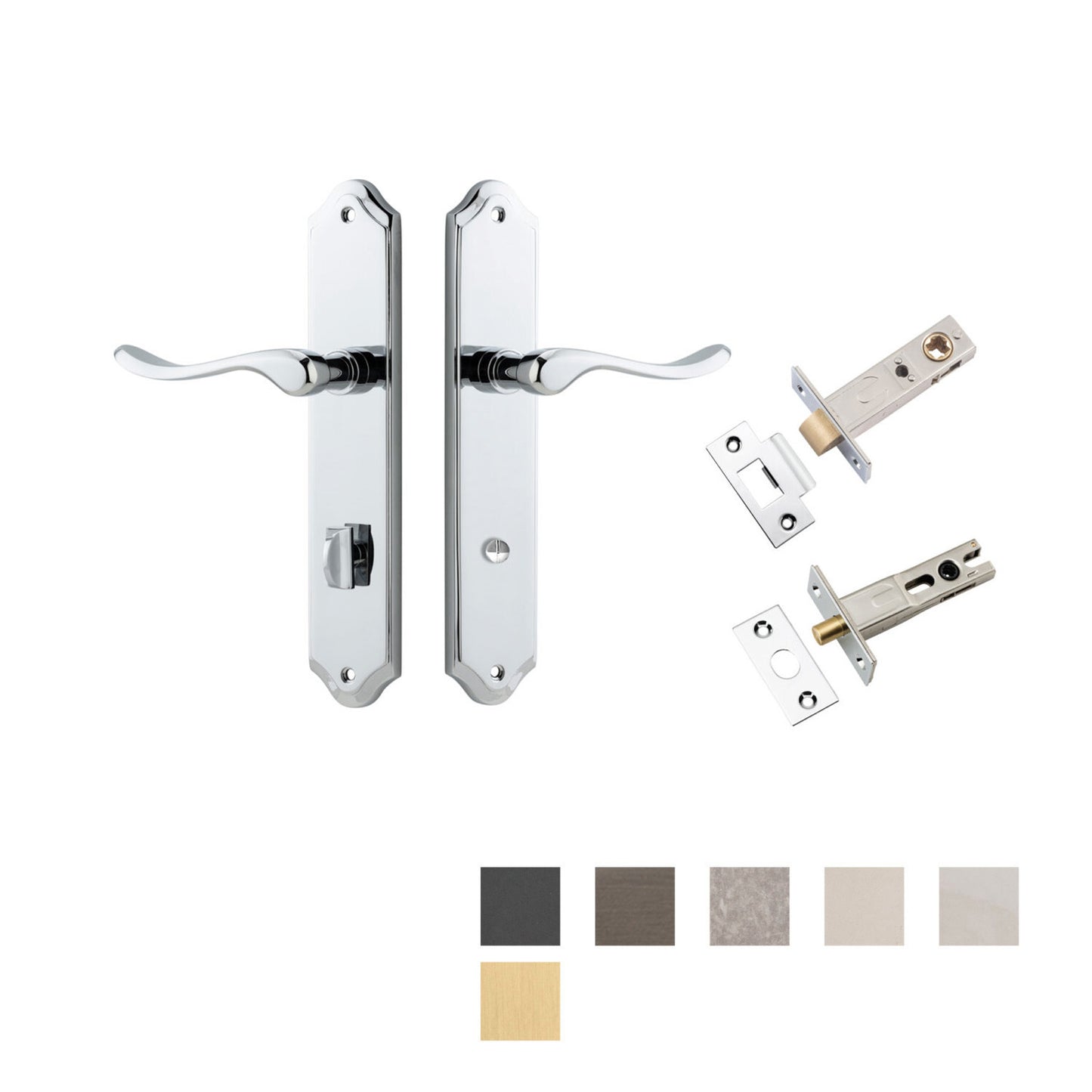 Iver Stirling Door Lever on Shouldered Backplate Privacy Kit with Turn