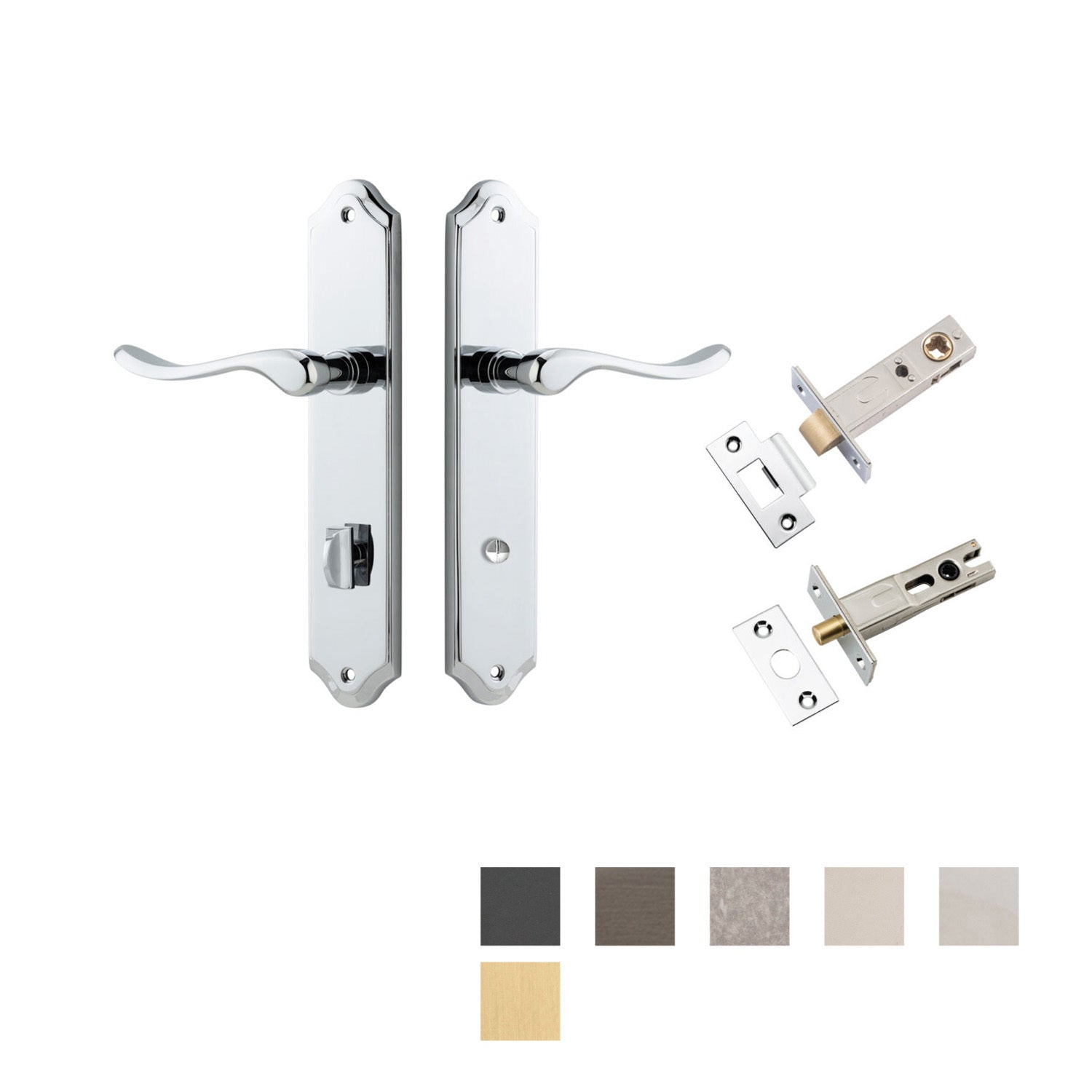 Iver Stirling Door Lever on Shouldered Backplate Privacy Kit with Turn