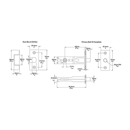 Iver Stirling Door Lever on Stepped Backplate Privacy Kit with Turn - Available in Various Finishes