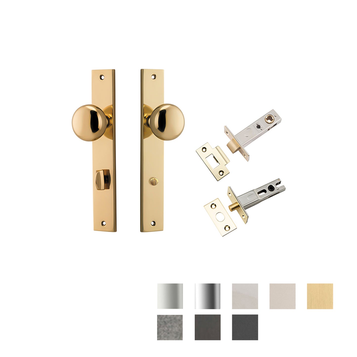 Iver Cambridge Door Knob on Rectangular Backplate Privacy Kit with Turn
