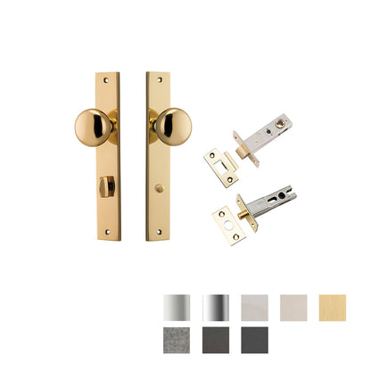 Iver Cambridge Door Knob on Rectangular Backplate Privacy Kit with Turn