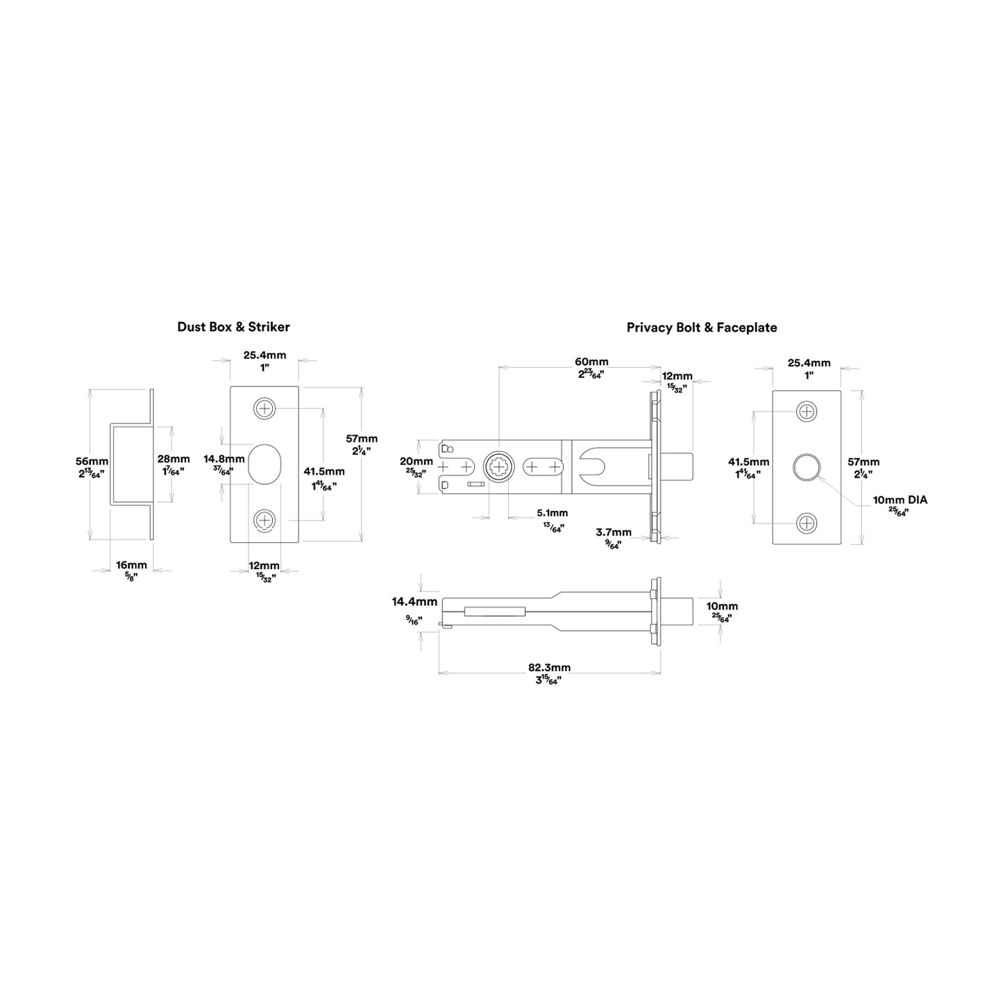 Iver Cambridge Door Knob on Rectangular Backplate Privacy Kit with Turn