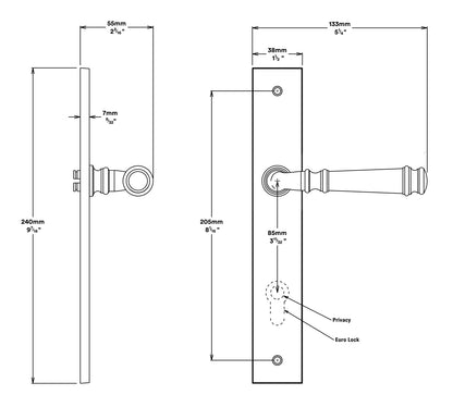Iver Verona Door Lever on Rectangular Backplate Entrance Kit Key/Thumb