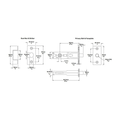 Iver Verona Lever on Shouldered Backplate Privacy Kit with Turn - Available in Various Finishes