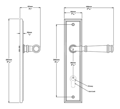 Iver Verona Door Lever on Stepped Backplate Entrance Kit Key/Key - Available in Various Finishes