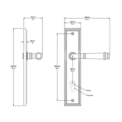 Iver Verona Door Lever on Stepped Backplate Privacy Kit with Turn - Available in Various Finishes
