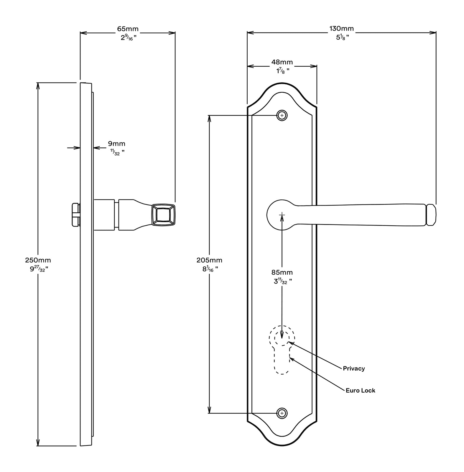 Iver Annecy Door Lever on Shouldered Backplate Passage Kit - Available in Various Finishes