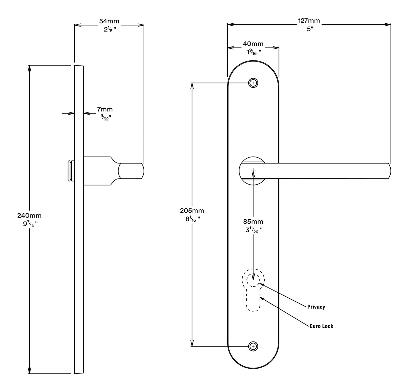 Iver Baltimore Door Lever on Oval Backplate Entrance Kit Key/Key - Available in Various Finishes