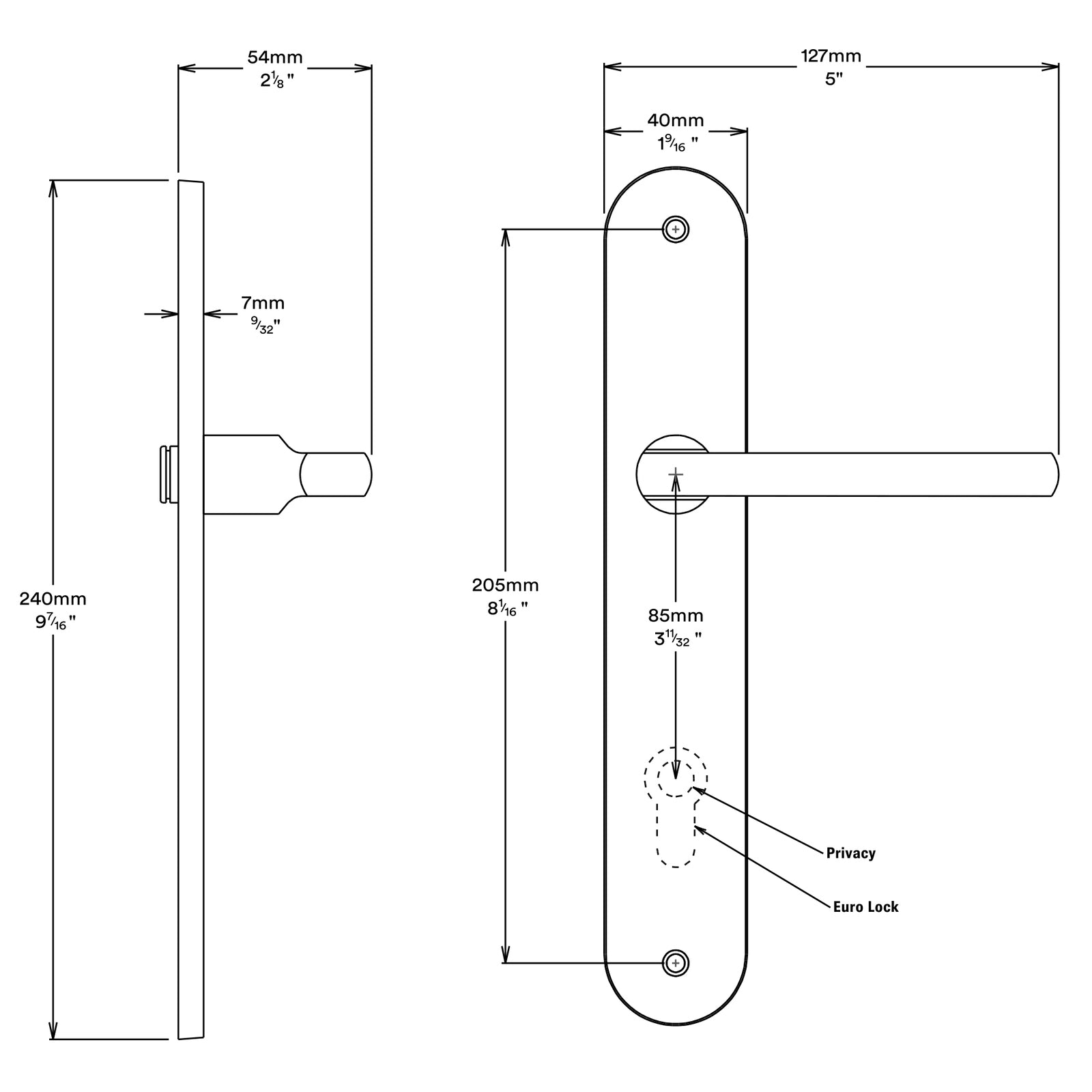 Iver Baltimore Door Lever on Oval Backplate Entrance Kit Key/Thumb - Available on Various Finishes