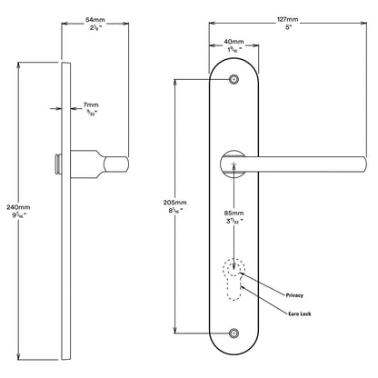 Iver Baltimore Door Lever on Oval Backplate Entrance Kit Key/Thumb - Available on Various Finishes