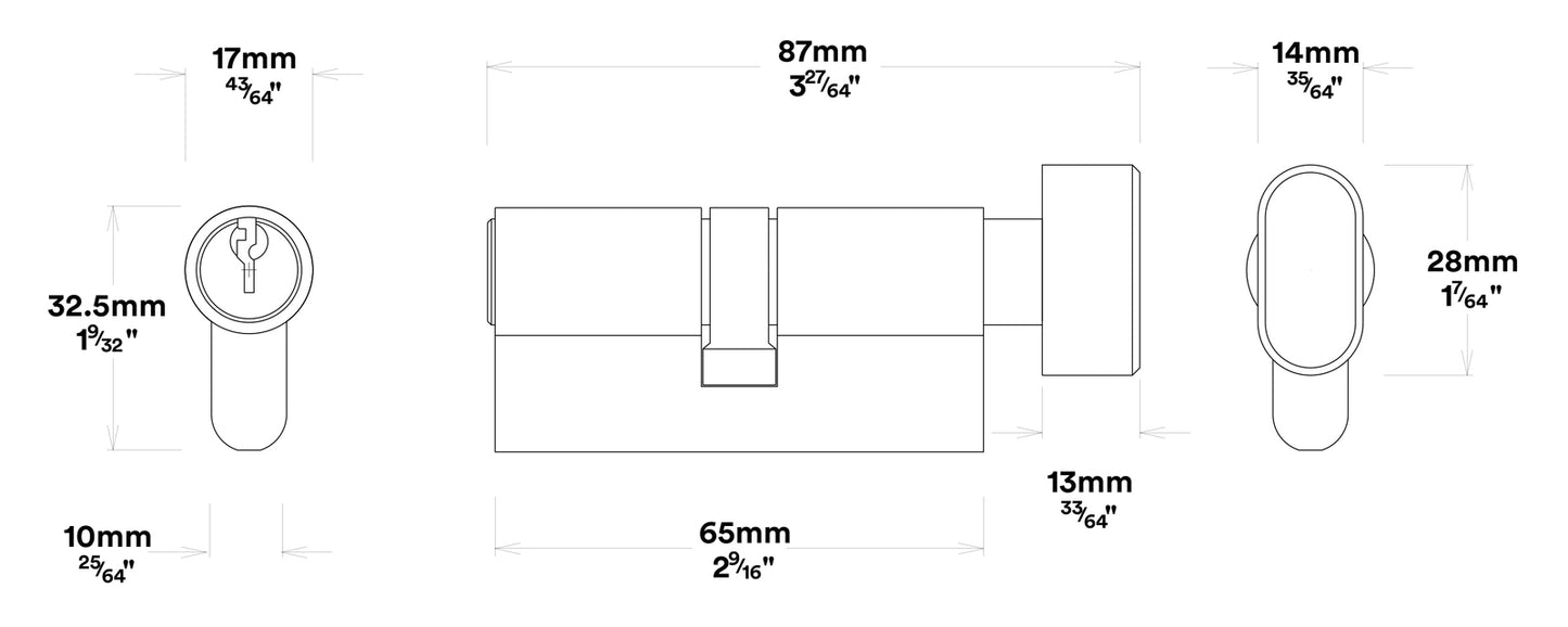 Iver Baltimore Door Lever on Oval Backplate Entrance Kit Key/Thumb - Available on Various Finishes