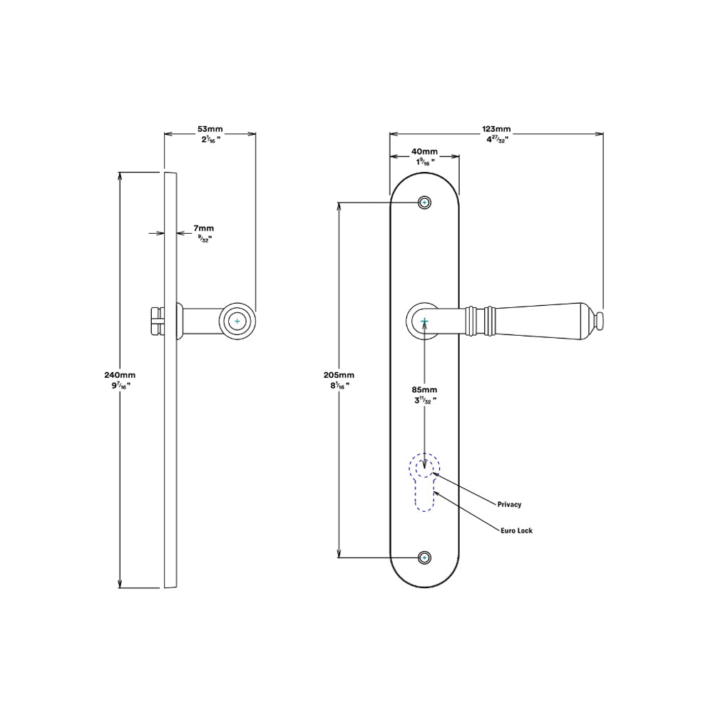 Iver Sarlat Door Lever on Oval Backplate Privacy Kit with Turn - Available in Various Finishes