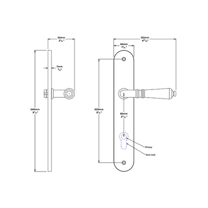 Iver Sarlat Door Lever on Oval Backplate Privacy Kit with Turn - Available in Various Finishes