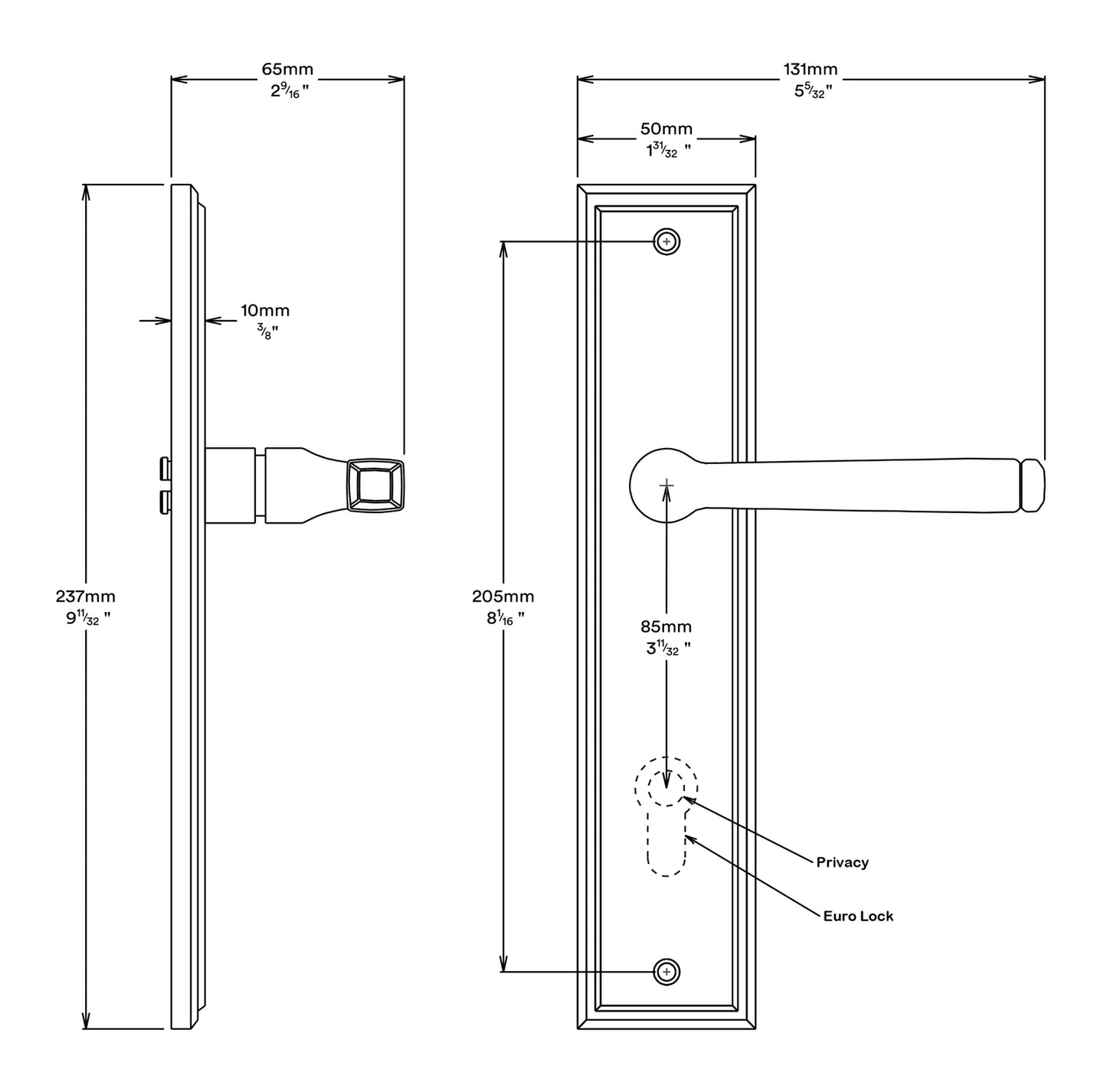Iver Annecy Door Lever on Stepped Backplate Passage Kit - Available in Various Finishes