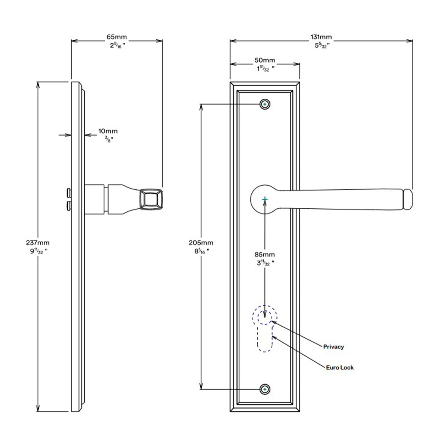 Iver Annecy Door Lever on Stepped Backplate Privacy Kit with Turn - Available in Various Finishes
