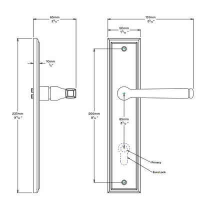 Iver Annecy Door Lever on Stepped Backplate Privacy Kit with Turn - Available in Various Finishes