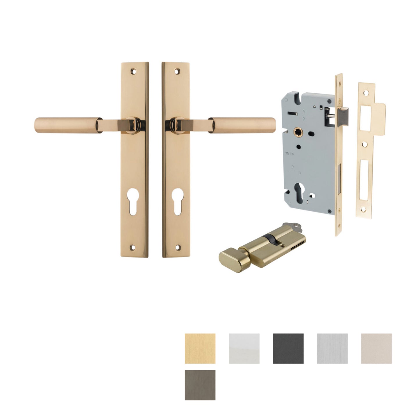 Iver Berlin Door Lever on Rectangular Backplate Entrance Kit Key/Thumb