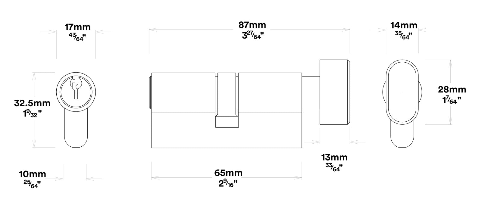 Iver Berlin Door Lever on Oval Backplate Entrance Kit Key/Thumb - Available in Various Finishes