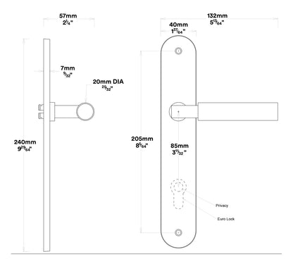 Iver Berlin Door Lever on Oval Backplate Entrance Kit Key/Thumb - Available in Various Finishes