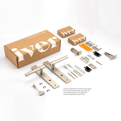 Iver Baltimore Door Lever on Chamfered Backplate Privacy Kit - Available in Various Finishes