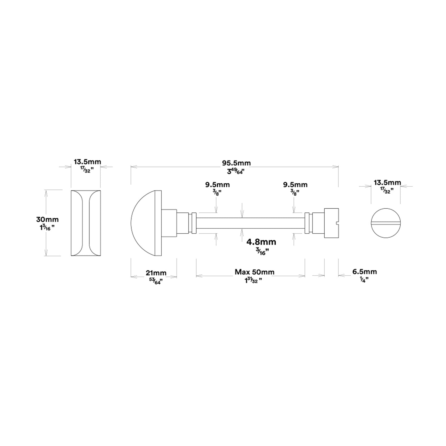 Iver Guildford Door Knob on Rectangular Backplate Privacy Kit with Turn
