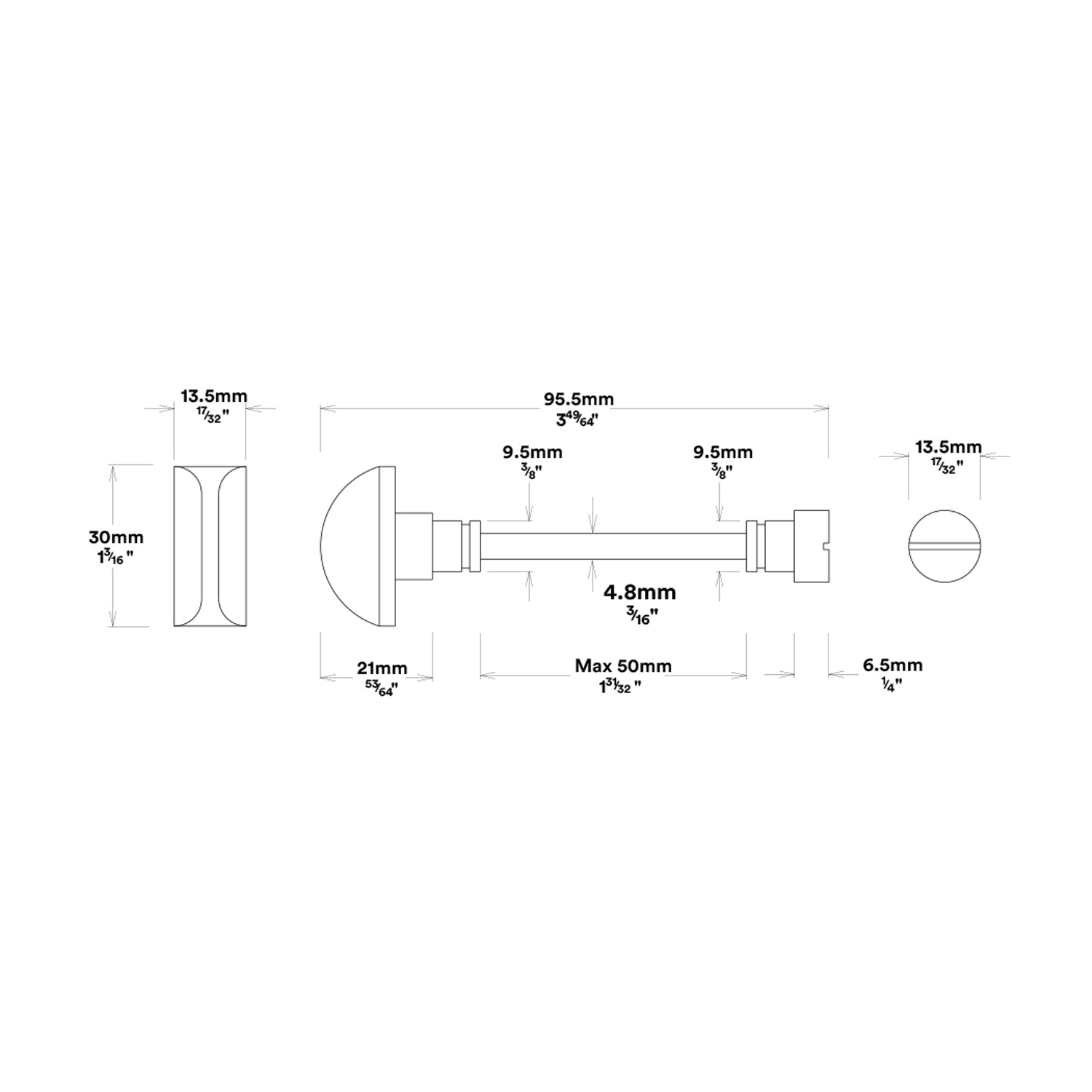 Iver Guildford Door Knob on Rectangular Backplate Privacy Kit with Turn