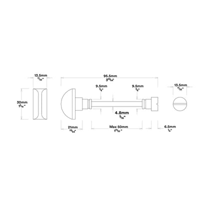 Iver Guildford Door Knob on Rectangular Backplate Privacy Kit with Turn
