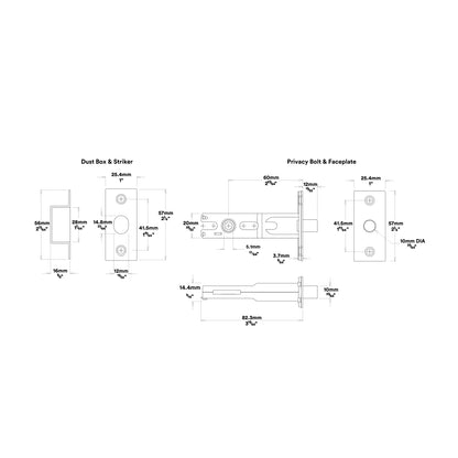 Iver Paddington Door Knob on Oval Backplate Privacy Kit with Turn - Available in Various Finishes