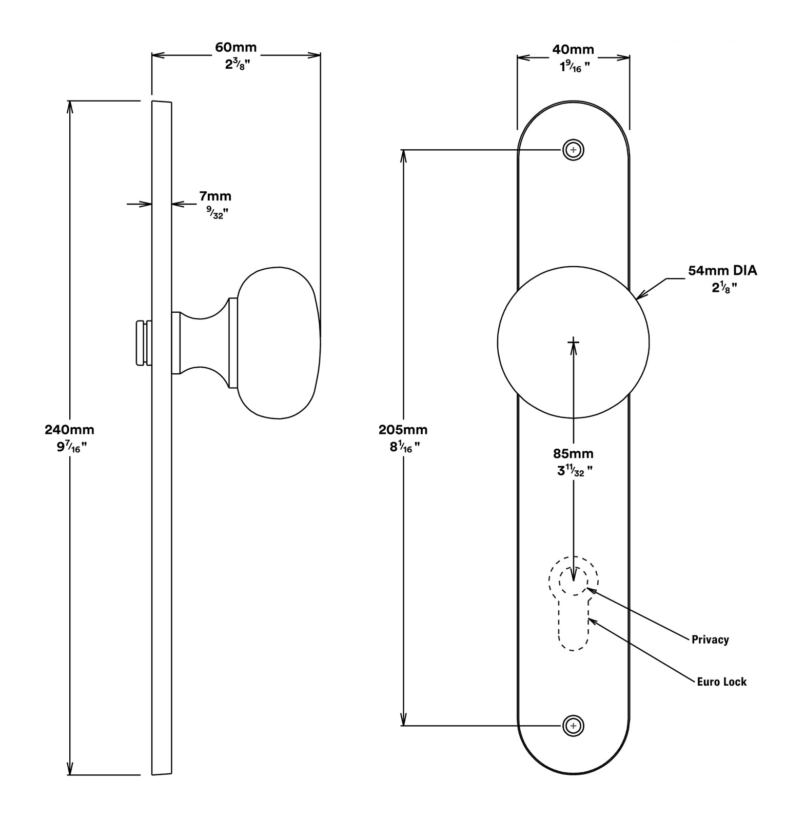 Iver Cambridge Door Knob on Oval Backplate Passage Kit - Available in Various Finishes