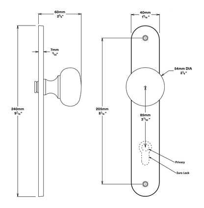 Iver Cambridge Door Knob on Oval Backplate Passage Kit - Available in Various Finishes