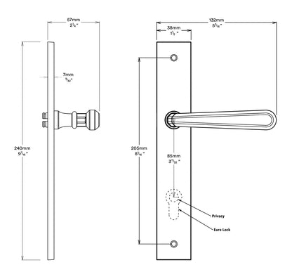 Iver Copenhagen Door Lever on Rectangular Backplate Entrance Kit Key/Thumb