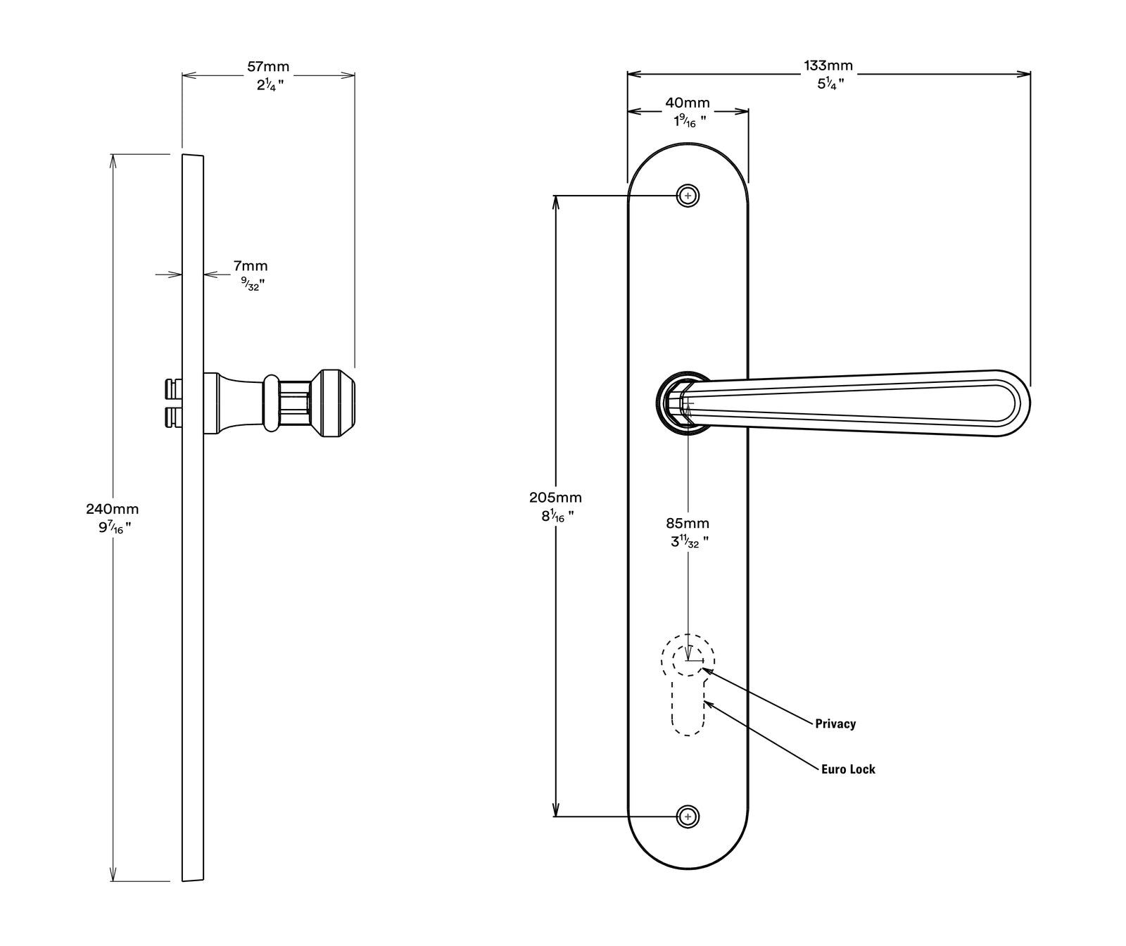 Iver Copenhagen Door Lever on Oval Backplate Entrance Kit Key/Key - Available in Various Finishes